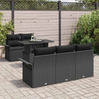 Gartensofa-set mit Kissen 6 pcs Schwarz Poly Rattan