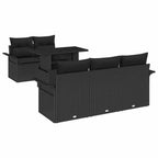 Gartensofa-set mit Kissen 6 pcs Schwarz Poly Rattan