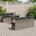 Gartensofa-set mit Kissen mit Speicher 7 pcs Grau Poly Rattan