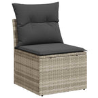 Gartensofa-set mit Kissen 7 pcs Hellgrau Poly Rattan