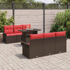 Gartensofa-set mit Kissen mit Speicher 7 pcs Braun Poly Rattan