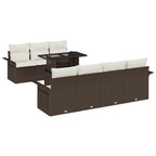 Garten-Sofa-Set mit Kissen mit Speicher 8 pcs Braun Poly Rattan