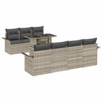Gartensofa-set mit Kissen 8 pcs Hellgrau Poly Rattan