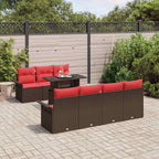 Gartensofa-set mit Kissen mit Speicher 8 pcs Braun Poly Rattan