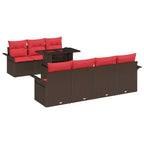 Gartensofa-set mit Kissen mit Speicher 8 pcs Braun Poly Rattan