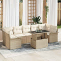 Gartensofa-set mit Kissen mit Speicher 8 pcs Beige Poly Rattan