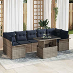 Gartensofa-set mit Kissen mit Speicher 8 pcs Grau Poly Rattan