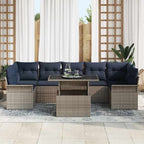 Gartensofa-set mit Kissen mit Speicher 8 pcs Grau Poly Rattan
