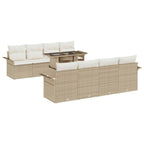 Gartensofa-set mit Kissen mit Speicher 9 pcs Beige Poly Rattan