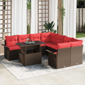 Gartensofa-set mit Kissen mit Speicher 9 pcs Braun Poly Rattan