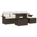 Garten-Sofa-Set mit Kissen mit Speicher 6 pcs Braun Poly Rattan