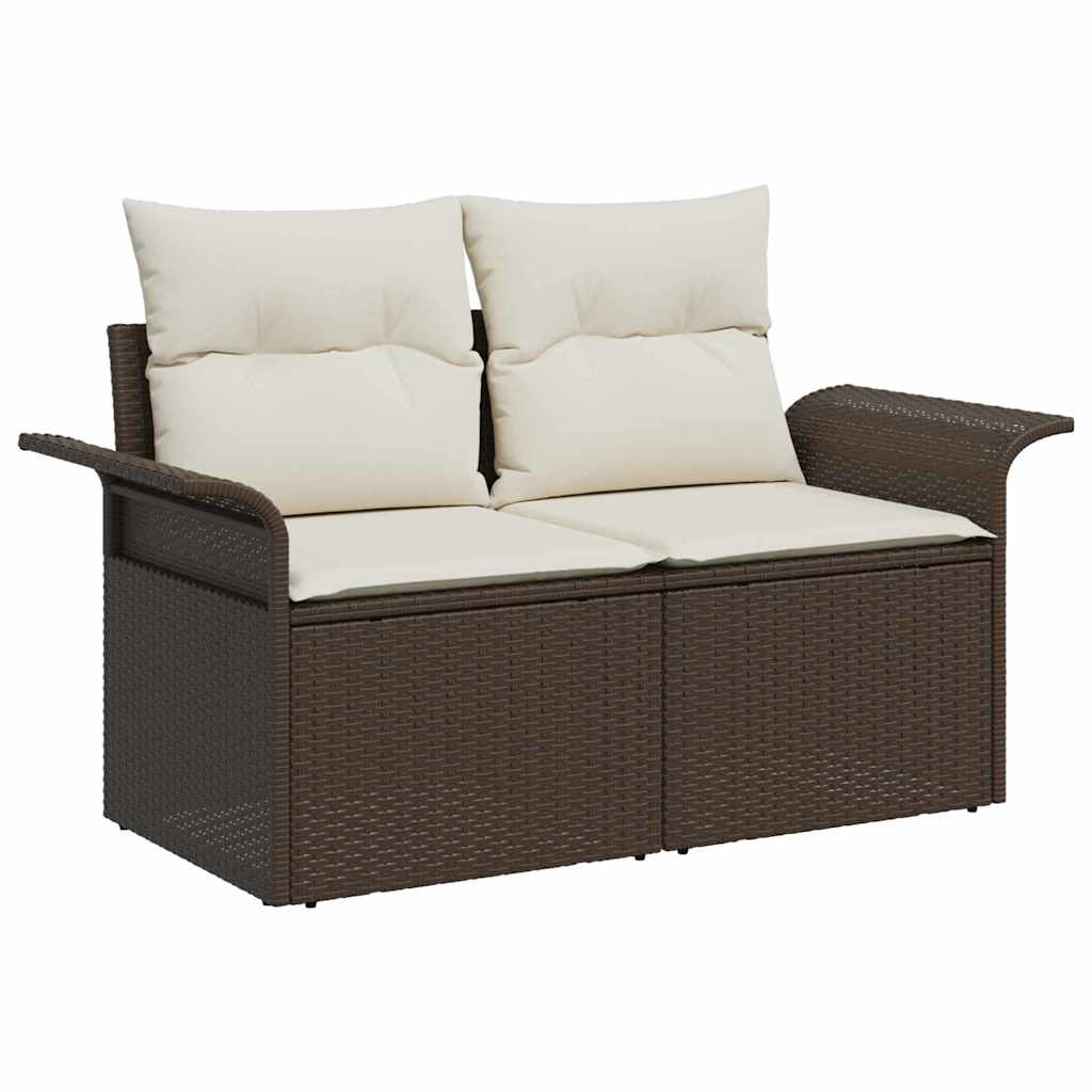 Garten-Sofa-Set mit Kissen mit Speicher 6 pcs Braun Poly Rattan