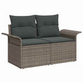 Garten-Sofa-Set mit Kissen mit Speicher 6 pcs Grau Poly Rattan