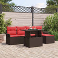 Garten-Sofa-Set mit Kissen mit Speicher 6 pcs Braun Poly Rattan