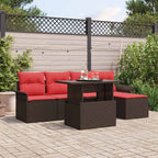 Garten-Sofa-Set mit Kissen mit Speicher 6 pcs Braun Poly Rattan