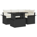 Gartensofa-set mit Kissen 5 pcs Schwarz Poly Rattan