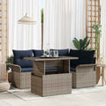 Gartensofa-set mit Kissen mit Speicher 5 pcs Grau Poly Rattan