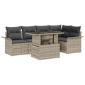 Garten-Sofa-Set mit Kissen 6 pcs Hellgrau Poly Rattan