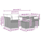 Garten-Sofa-Set mit Kissen mit Speicher 7 pcs Braun Poly Rattan