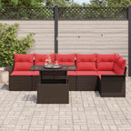 Garten-Sofa-Set mit Kissen mit Speicher 7 pcs Braun Poly Rattan