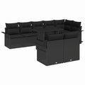 Garten-Sofa-Set mit Kissen 9 pcs Schwarz Poly Rattan