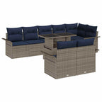 Gartensofa-set mit Kissen mit Speicher 9 pcs Grau Poly Rattan