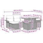 Garten-Sofa-Set mit Kissen 7 pcs Hellgrau Poly Rattan