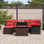 Gartensofa-set mit Kissen mit Speicher 7 pcs Braun Poly Rattan