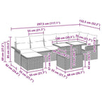 Garten-Sofa-Set mit Kissen 8 pcs Schwarz Poly Rattan