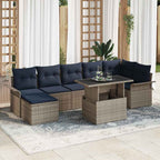 Gartensofa-set mit Kissen mit Speicher 8 pcs Grau Poly Rattan