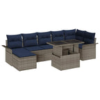 Gartensofa-set mit Kissen mit Speicher 8 pcs Grau Poly Rattan