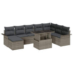 Garten-Sofa-Set mit Kissen mit Speicher 9 pcs Grau
