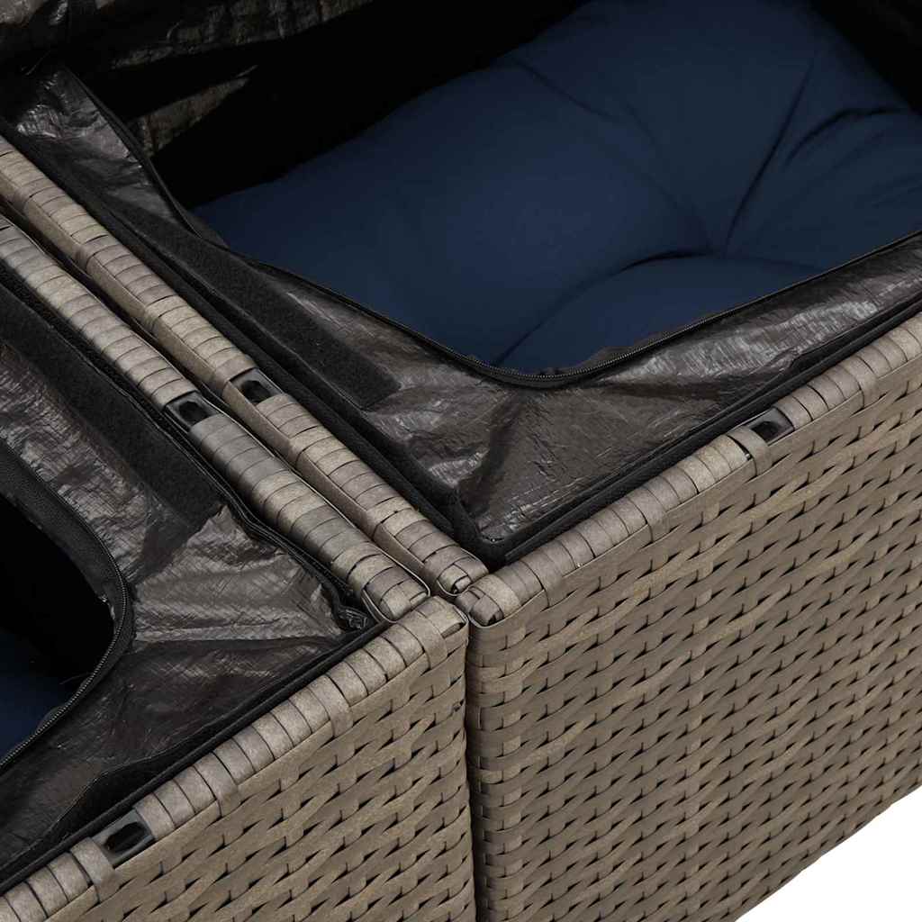 Gartensofa-set mit Kissen 9 pcs Grau Poly Rattan