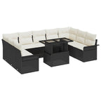 Gartensofa-set mit Kissen mit Kissen 10 pcs Schwarz Poly Rattan
