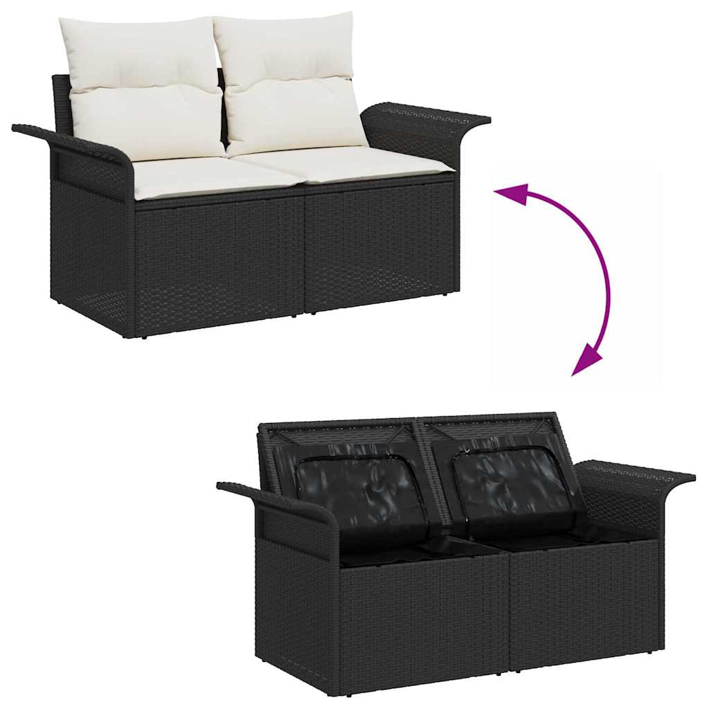 Gartensofa-set mit Kissen mit Kissen 10 pcs Schwarz Poly Rattan