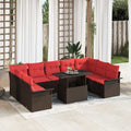 Gartensofa-set mit Kissen mit Kissen 10 pcs Braun Poly Rattan