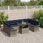 Gartensofa-set mit Kissen mit Kissen 10 pcs Grau Poly Rattan