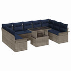 Gartensofa-set mit Kissen mit Kissen 10 pcs Grau Poly Rattan