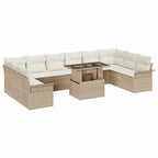 Gartensofa-set mit Kissen mit Kissen 11 pcs Beige Poly Rattan