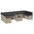 Gartensofa-set mit Kissen 11 pcs Hellgrau Poly Rattan
