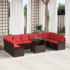 Gartensofa-set mit Kissen mit Kissen 11 pcs Braun Poly Rattan