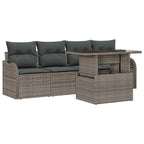 Garten-Sofa-Set mit Kissen mit Kissen 5 pcs Grau Poly Rattan