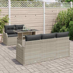 Gartensofa-set mit Kissen mit Kissen 6 pcs Hellgrau Poly Rattan