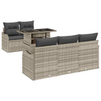 Gartensofa-set mit Kissen mit Kissen 6 pcs Hellgrau Poly Rattan