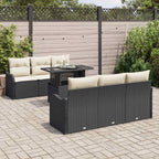 Gartensofa-set mit Kissen mit Kissen 7 pcs Schwarz Poly Rattan