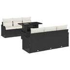 Gartensofa-set mit Kissen mit Kissen 7 pcs Schwarz Poly Rattan