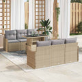 Gartensofa-set mit Kissen mit Speicher 7 pcs Beige Poly Rattan