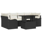 Gartensofa-set mit Kissen mit Kissen 7 pcs Schwarz Poly Rattan