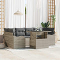 Gartensofa-set mit Kissen mit Kissen 7 pcs Hellgrau Poly Rattan