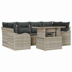Gartensofa-set mit Kissen mit Kissen 7 pcs Hellgrau Poly Rattan